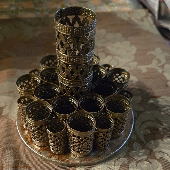 Vintage, Intricate Gold-tone Lipstick, Brush Holder - Picture 7 of 11